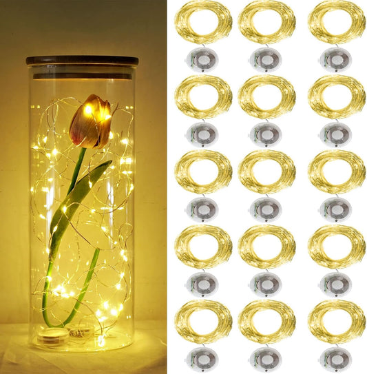 Twinkle Fairy Lights Battery Powered 3 Modes with Timer Firefly Lights 20 LED on 7.2feet Silvery Copper Wire for DIY Wedding Party Christmas Halloween Centerpiece Decorations 15 Pack (Warm White)