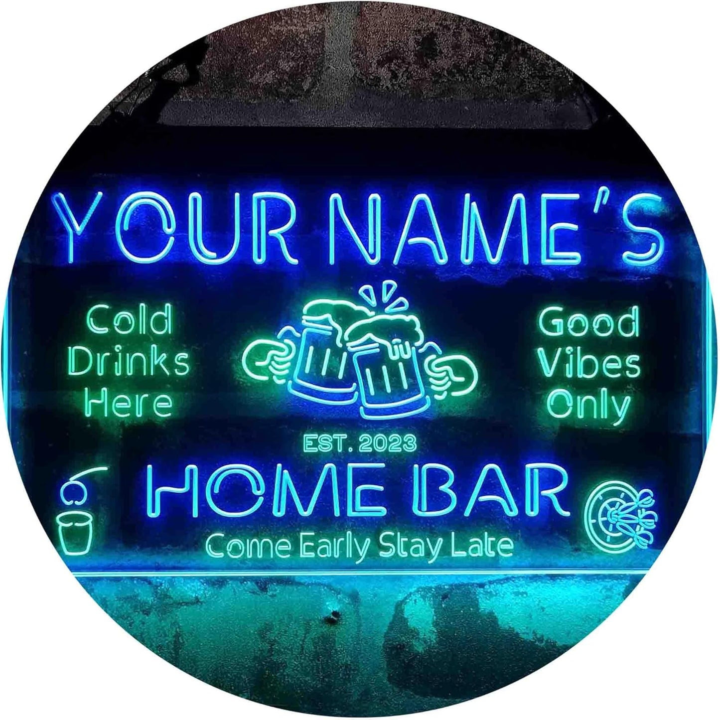 ADVPRO Personalized Your Name Custom Home Bar Beer Established Year Dual Color LED Neon Sign Green & Blue 12 x 8.5 Inches st6s32-p1-tm-gb