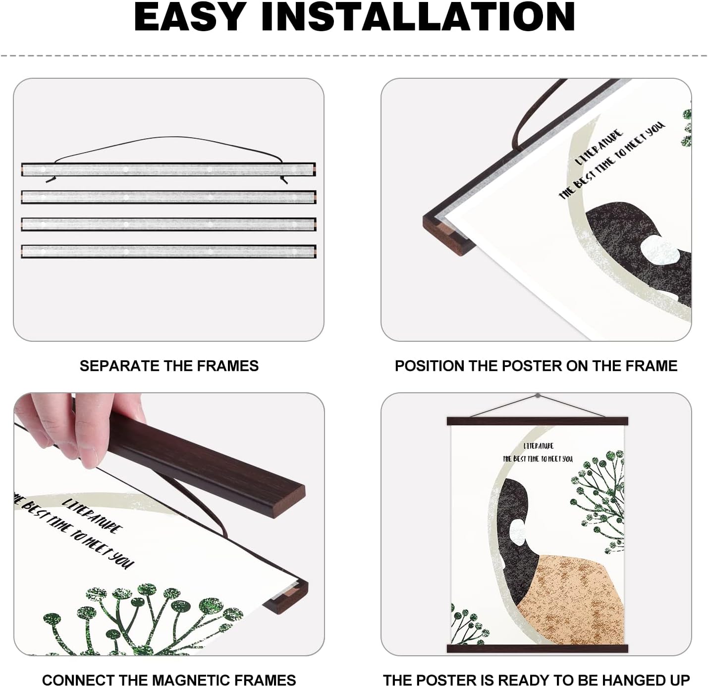 24x36 24x18 24x32 Poster Frame, Magnetic Light Wood Wooden Frame Frames Hanger for Photo Picture Canvas Artwork Wall Hanging (1 Pack, 24", Walnut)