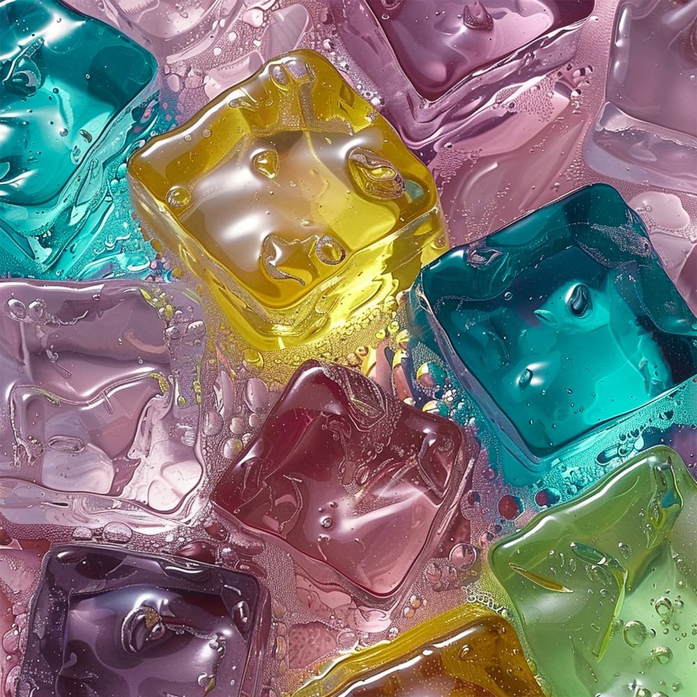 HappyFiller 76 PCS Crystal Square Small Acrylic Ice Cubes Clear Artificial Ice Rocks for Photography Props,Food Display,Vase Filler,Table Scatters,Crafts,0.7 Inch, Multi Colors