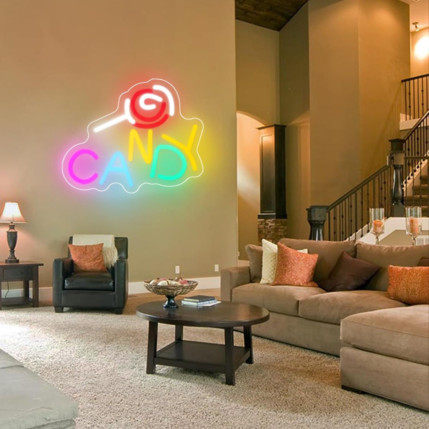 Candy Neon Sign Candy Bar Signs Candy Shop Neon Candy Sign Cherry Neon Sign Candy Display Snack Sign for Snack Sweet Shop Bedroom Birthday Party Decoration, 9.8"" x 8.1""