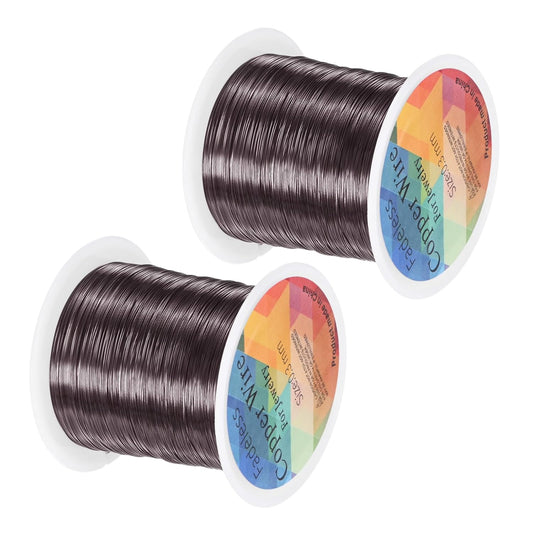 2-Rolls 0.3mm Jewelry Wire, 28 Gauge 328FT Craft Wire Copper Beading Wire for Jewelry Making/Planting/Weaving/DIY Crafting, Soft Metal Wires [100M, Metallic Black]