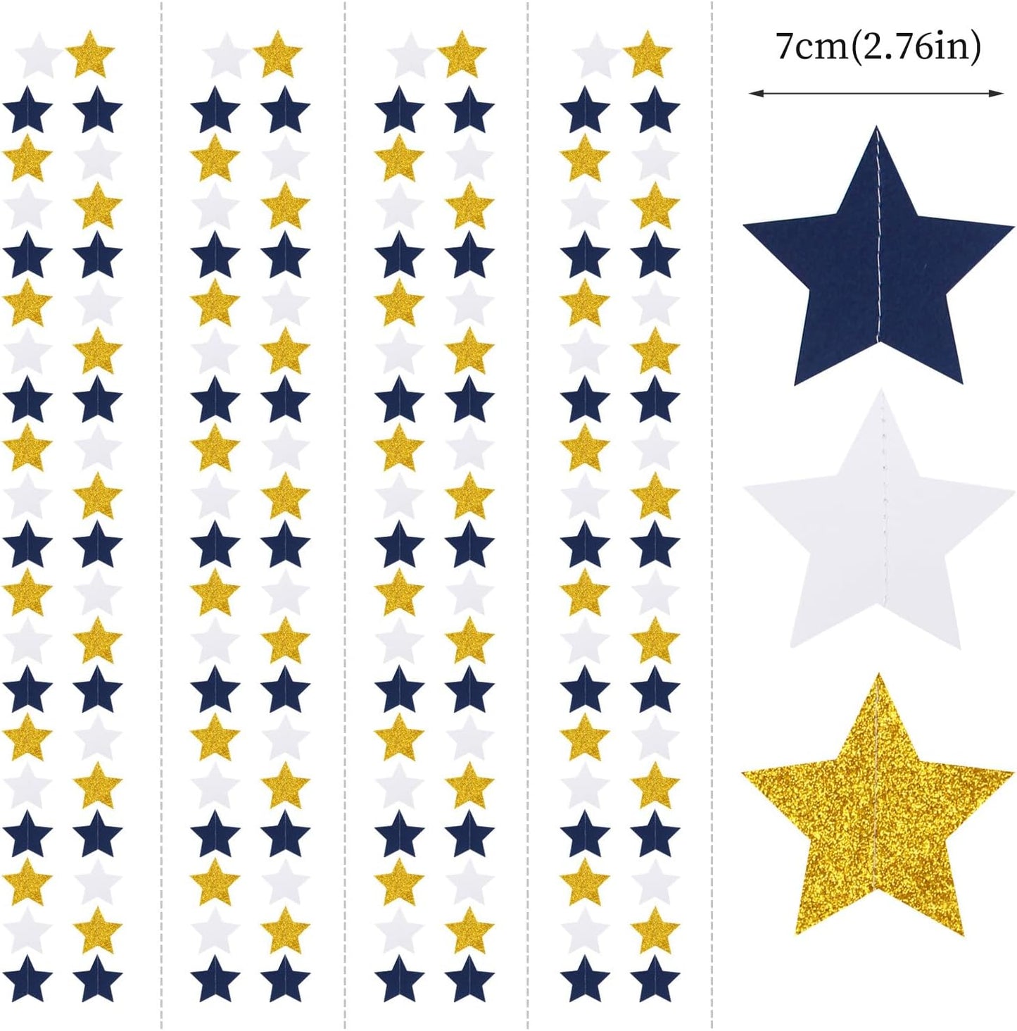 Navy-Blue White-Gold Party-Decorations Birthday Garland - 62ft Twinkle Little Star Hanging Streamers Banner,Wedding Bachelorette Bridal Baby Shower Graduation Decor Hugtmr
