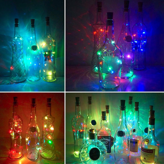 Wine Bottle Lights with Cork, 10 Pack Battery Operated 10 LED Cork Shape Silver Copper Wire Colorful Fairy Mini String Lights for DIY,Party,Decor,Christmas,Halloween,Wedding