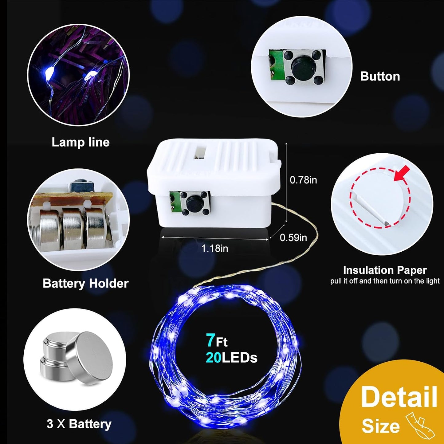 pozzolanas 24 Pack 7ft Waterproof LED Fairy Lights - Battery Operated String Lights with 20 LEDs for Home, Mason Jar, Party, Wedding, Halloween, Christmas Decorations (12 Purple & 12 Blue)