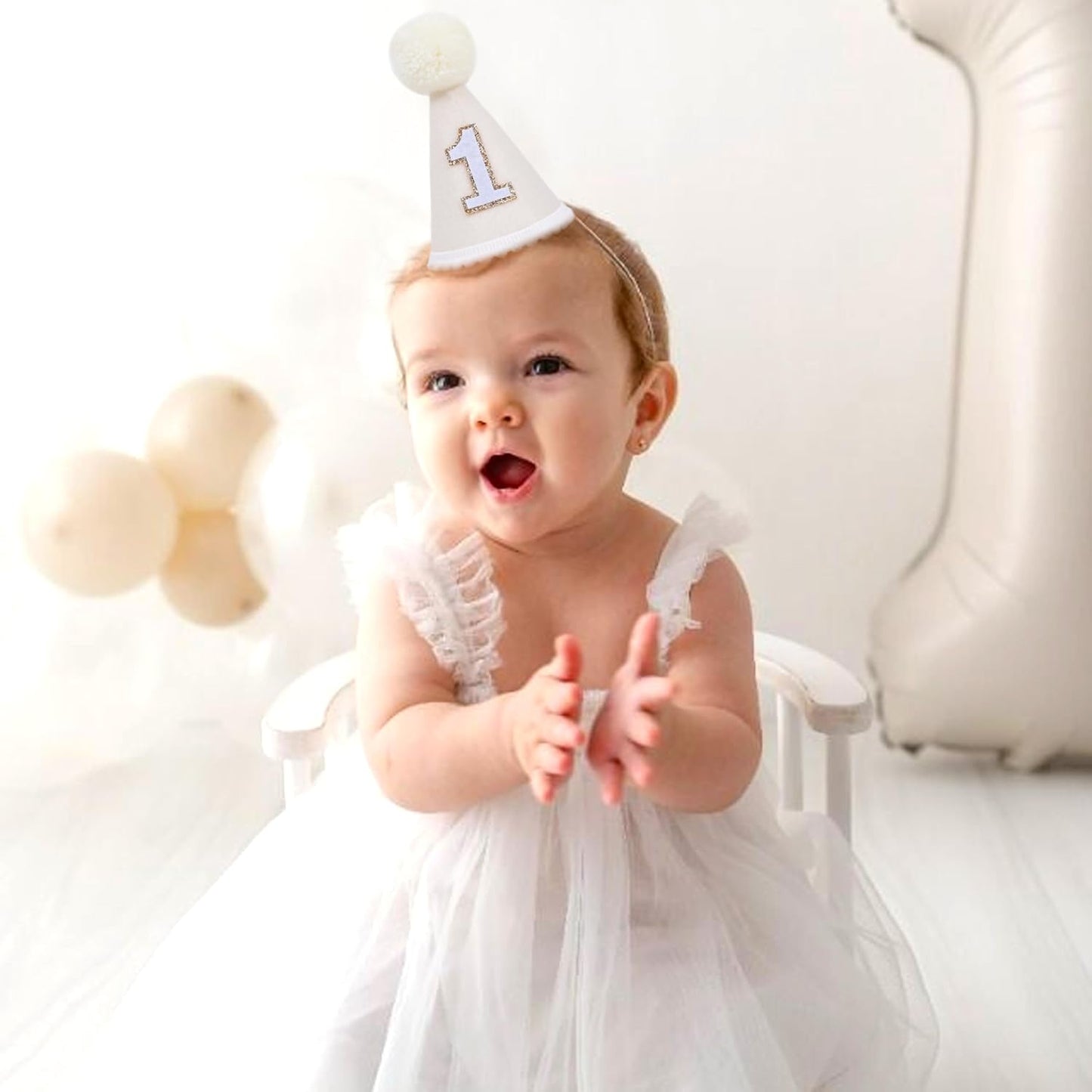 MAMUXI Natural Boho Birthday Hat - 1st Birthday Hat,Natural Boho First/1st Birthday Decorations,Cake Smash Photo Prop