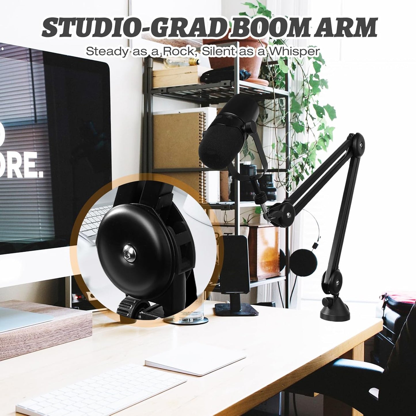 Mic Boom Arm – Heavy-Duty Microphone Stand with Desk Mount Clamp&Microphone Clip Ideal for Podcast & Gaming, Supports 4.4 lbs for Blue Yeti, FIFINE, HyperX, Shure & More