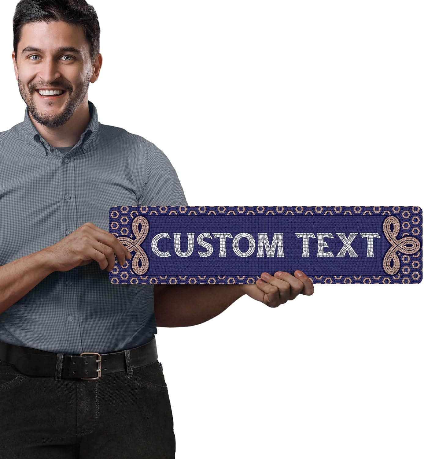 Custom Sign, Custom Street Sign, 11 Font Colors, 13 Font Styles, 4 Hole Options, 22 Sizes, 6x24 Inches, Rust Free DiBound, Fade Resistant, Made in USA by My Sign Center (Fauxsaic 1)