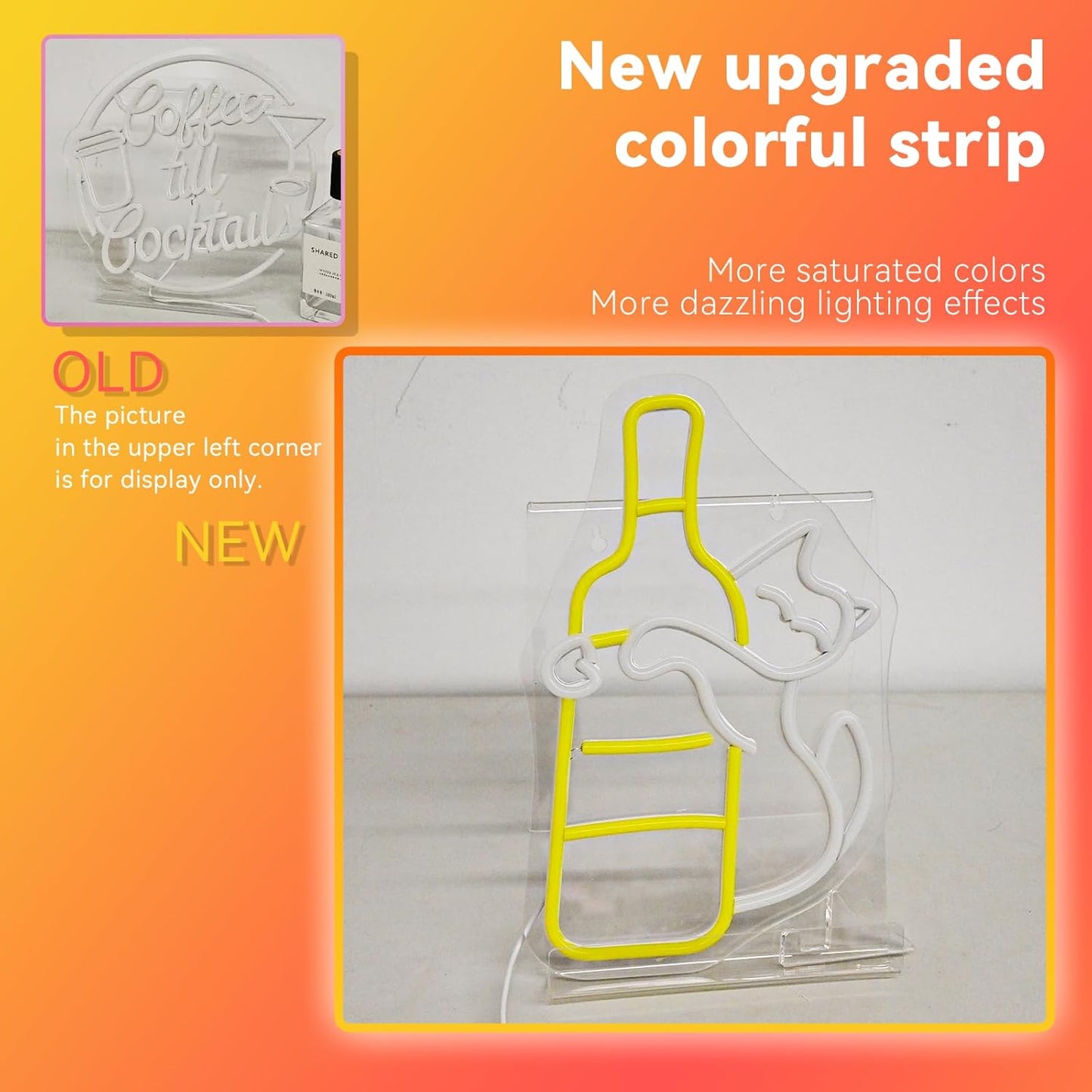 Cat Neon Sign LED Light Up Wall Decor for Bedroom, Home Bar, Man Cave, and Party Dimmable White Yellow Sign Unique Cat Gift, USB Powered, 12.9" * 9.4