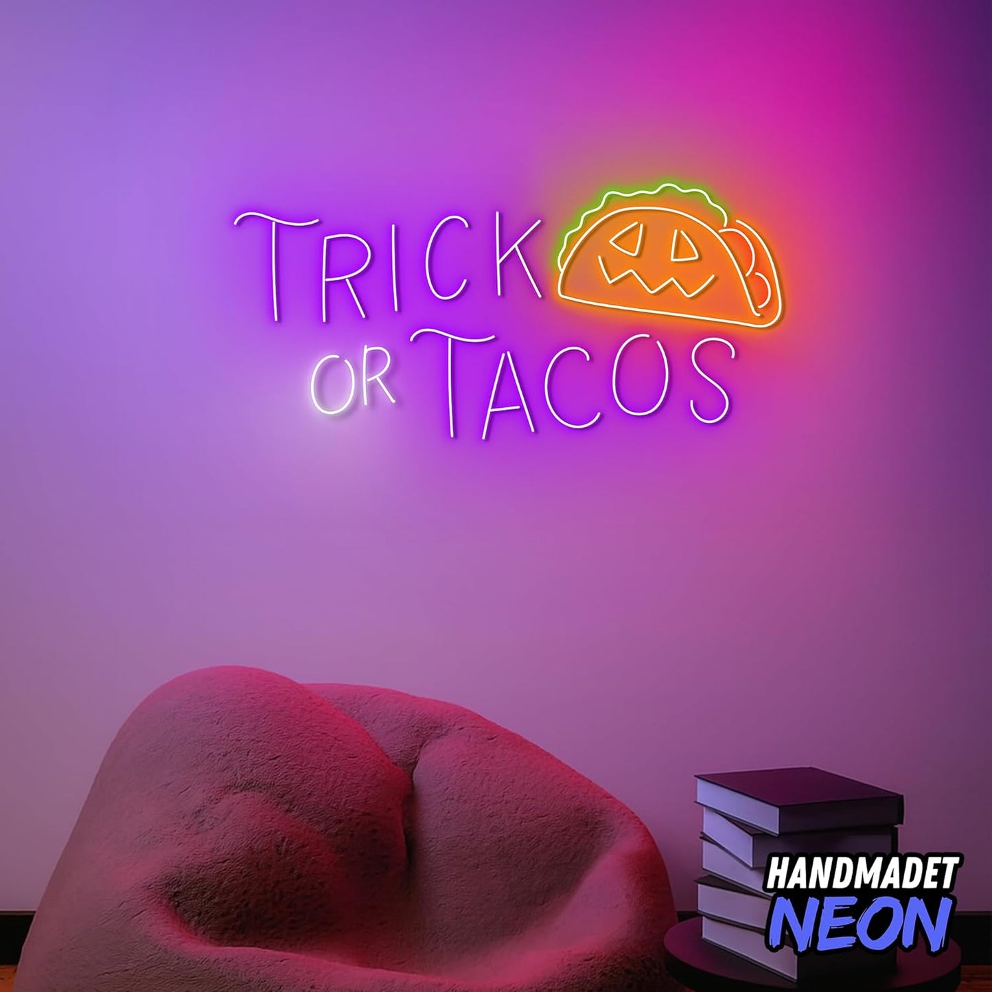 Personalized Trick Or Tacos Halloween Neon Sign Accessories, Custom Restaurant Food Decor Led Light, Funny Decorative Wall Art Lights Signs, Gifts For Friends, Kids, Restaurateur
