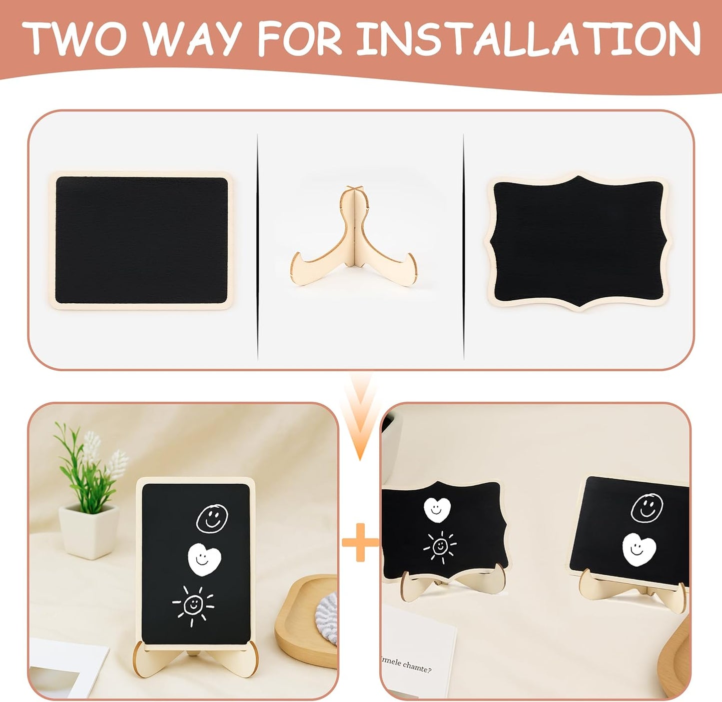 Mini Chalkboard Signs, 60 Pack Food Labels for Party Buffet or Wedding Celebrations with 120 Easel Stands and 12 Liquid Chalk Pens - Perfect Place Cards for Table Settings & Numbers