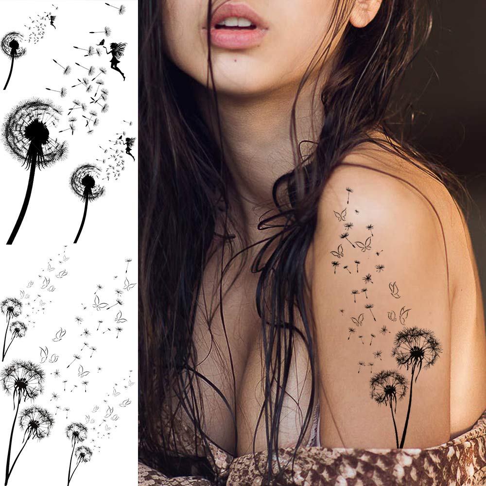 13 Sheets Beautiful Dandelion Temporary Tattoos For Women Realistic Flying Dandelion Birds Butterfly Fake Tattoos Flowers For Girls Kids Hand Wrist Neck Decoration Temp Tatoos Temporary Sticker