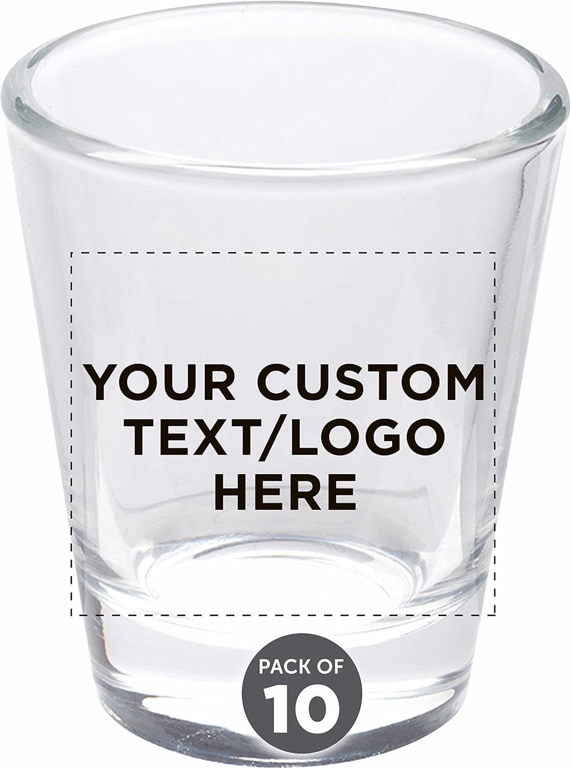 Custom Shot Glasses 1.75 oz. Set of 10, Personalized Bulk Pack - Great for Wedding Favors, Bachelorette Party Decorations, Party Fovors, Color Bottom - Clear