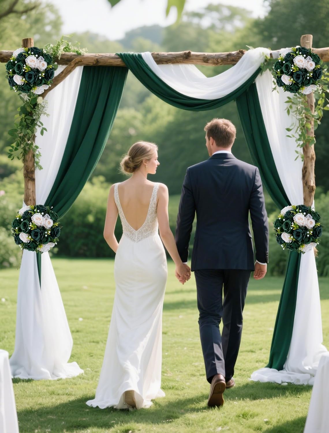 BLOSMON Green Flowers Rose Centerpieces: 6 Pcs Artificial Flower Balls for Wedding Dinning Table - Fake Silk Kissing Bouquet Floral Arrangement for Home Party Event Decor