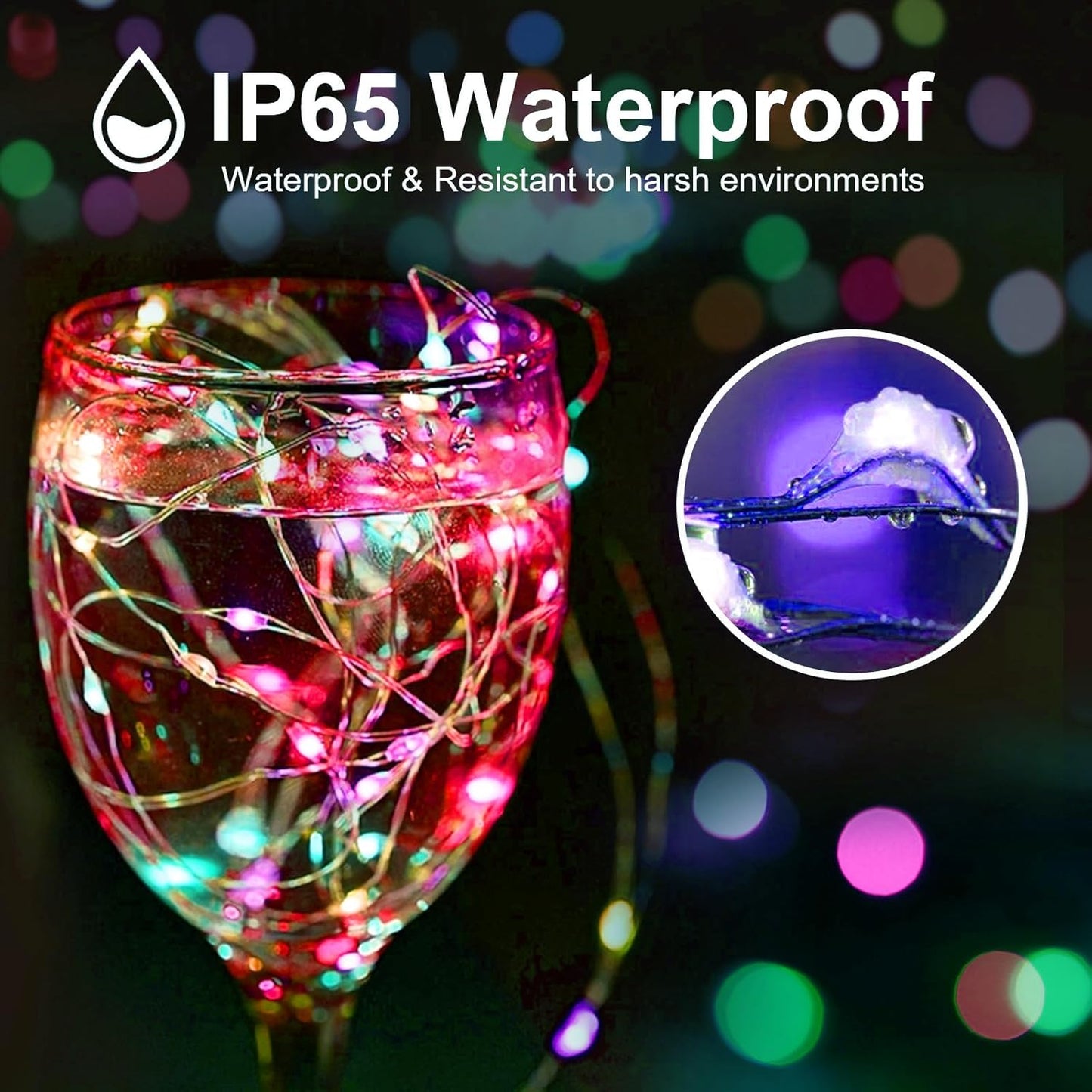 2 Pack 16Ft 50 LED Fairy Lights Mini String Lights Waterproof for Mason Jars Halloween Christmas Parties Wedding Table Centerpieces Decoration
