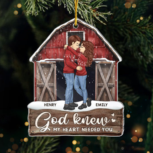 Pawfect House God Knew My Heart Needed You, Personalized Christmas Ornaments Gifts for Couples, Christmas Anniversary Birthday Gifts for Husband, Wife, Wooden Ornaments, Housewarming Gift for Her, Him