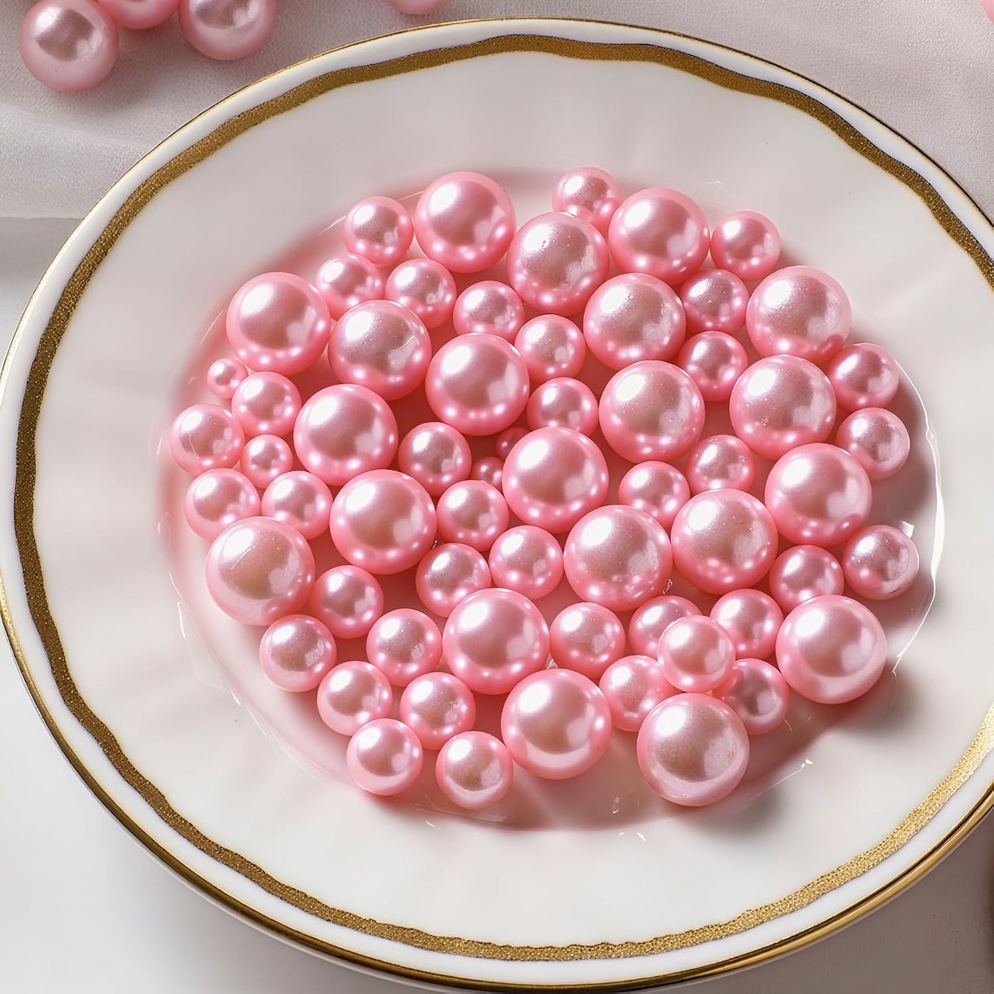 200 Pcs Vase Filler Beads Pink Pearl Beads for Vase No Hole Pearls for Centerpieces Vases DIY Home Table Party Decor DIY Wedding 8/14/20mm