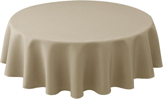 Biscaynebay Textured Fabric Round Tablecloths 70", Natural Water Resistant Table Cloth Circle Folding Table Covers for Dining, Kitchen, Wedding, Parties etc. Machine Washable