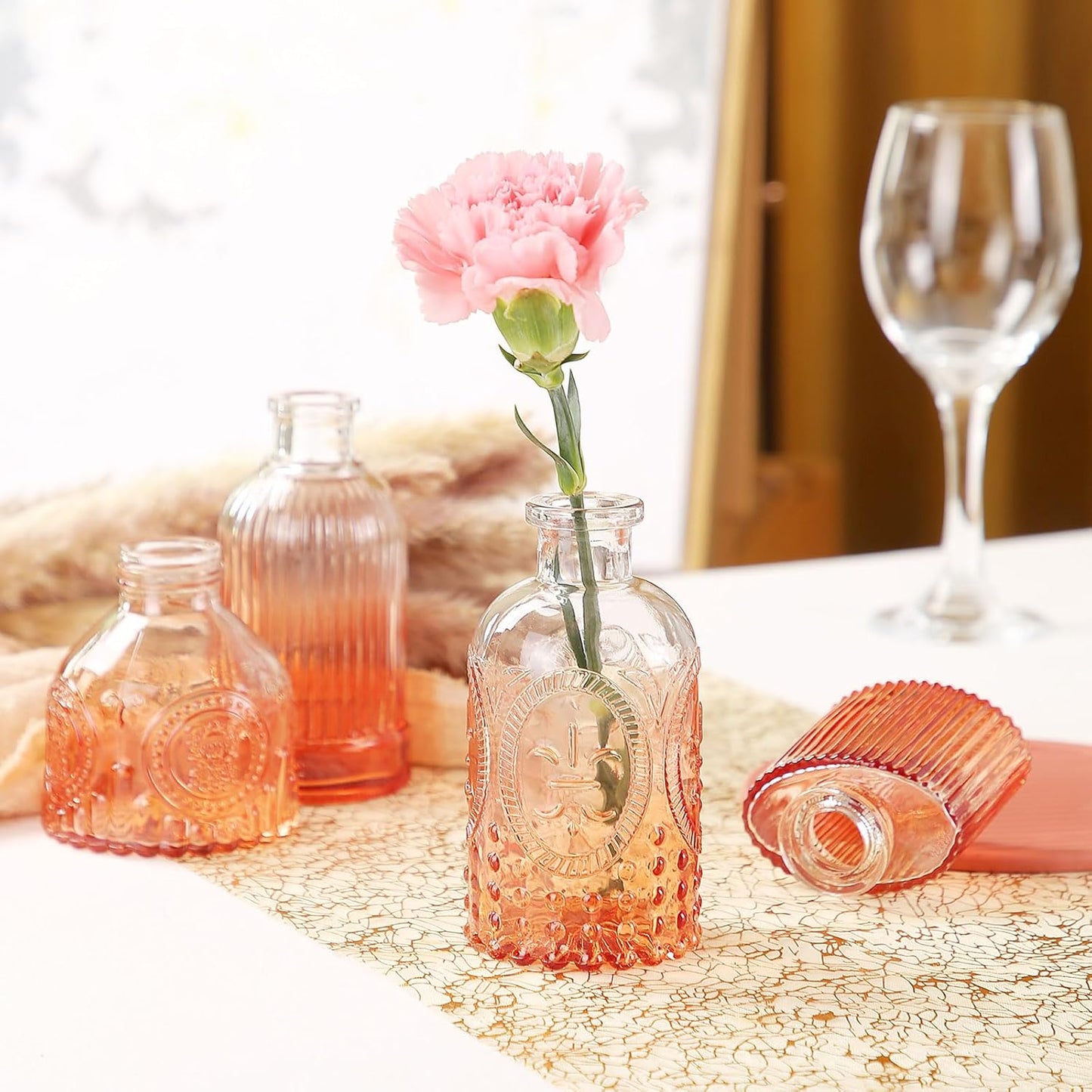 Mini Glass Bud Vases Flower Vases for Centerpieces- Ideal for Home Decor, Wedding & Bridal Shower Centerpieces, Party & Anniversary Decorations, Candle Holders,Aromatherapy Bottles(30 pcs,Light red)