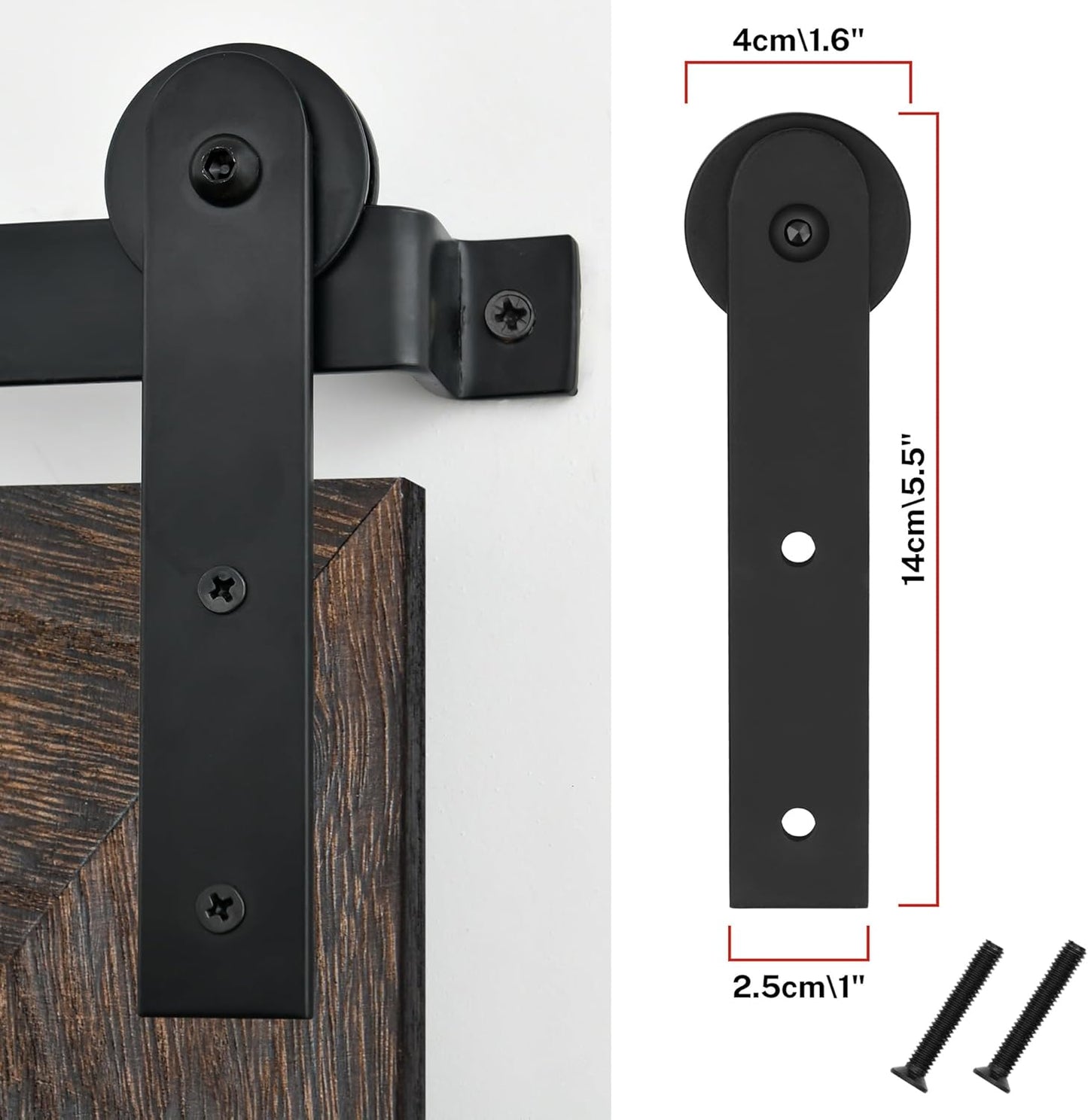 COGOOD Farmhouse Barn Door Mirror - 41 x 26 Rustic Wood Framed Wall Mirror for Bathroom, Living Room, Entryway Wall Decor (Black Brown)