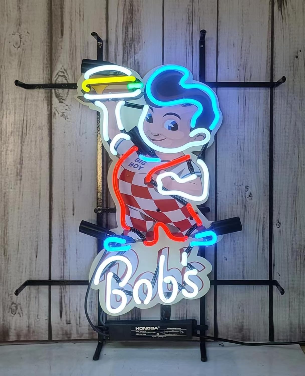 Neon Signs for Wall Decor Compatible For Bob's Big Boy Restaurant Burger Sign Light Lamp With Hd Vivid Printing Tech Artwork Absbvvvd Neon Glass Tubing