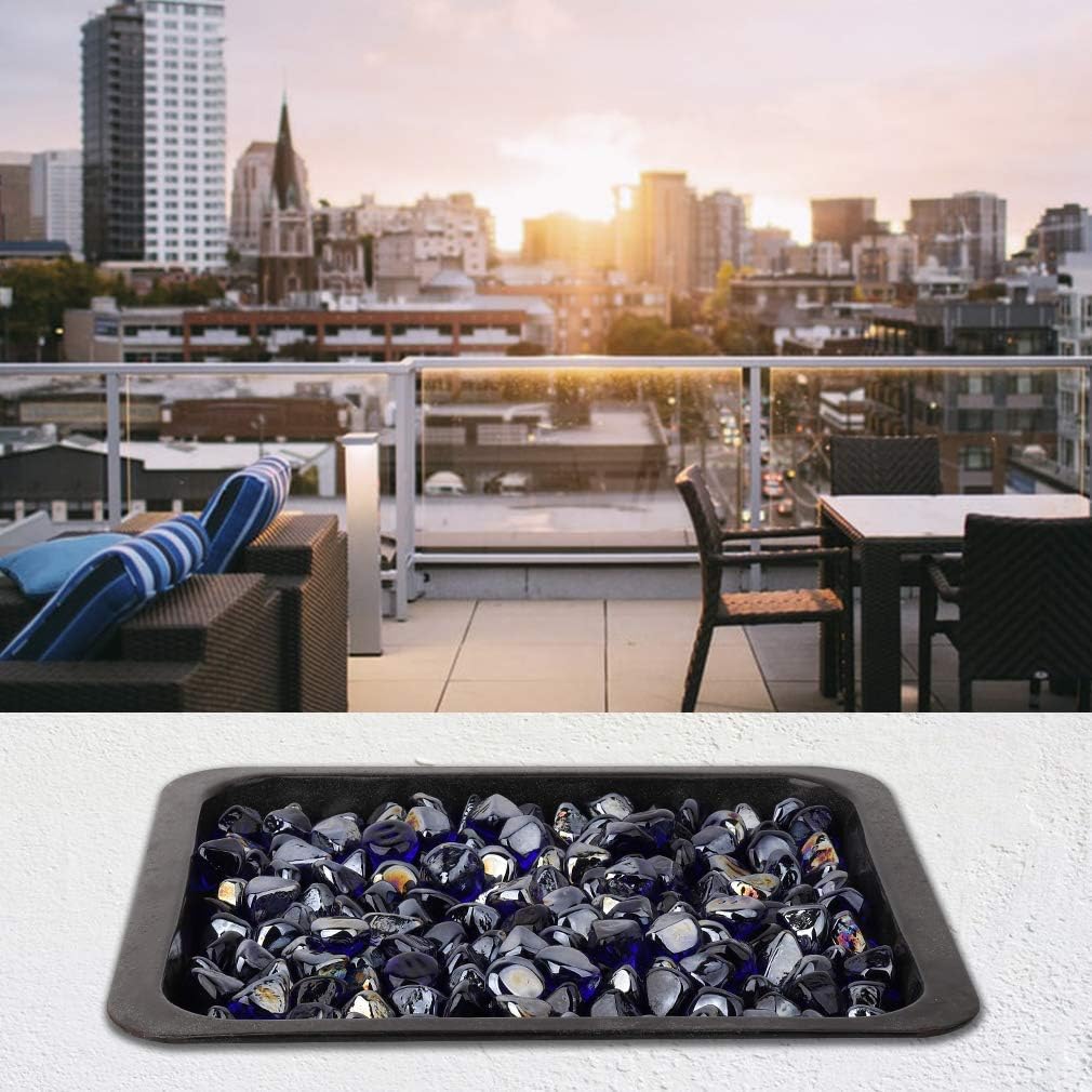 Stanbroil 10-Pound Fire Glass Diamonds - 1/2 inch Luster Fire Glass for Fireplace Fire Pit and Landscaping, Royal Cobalt Blue Luster