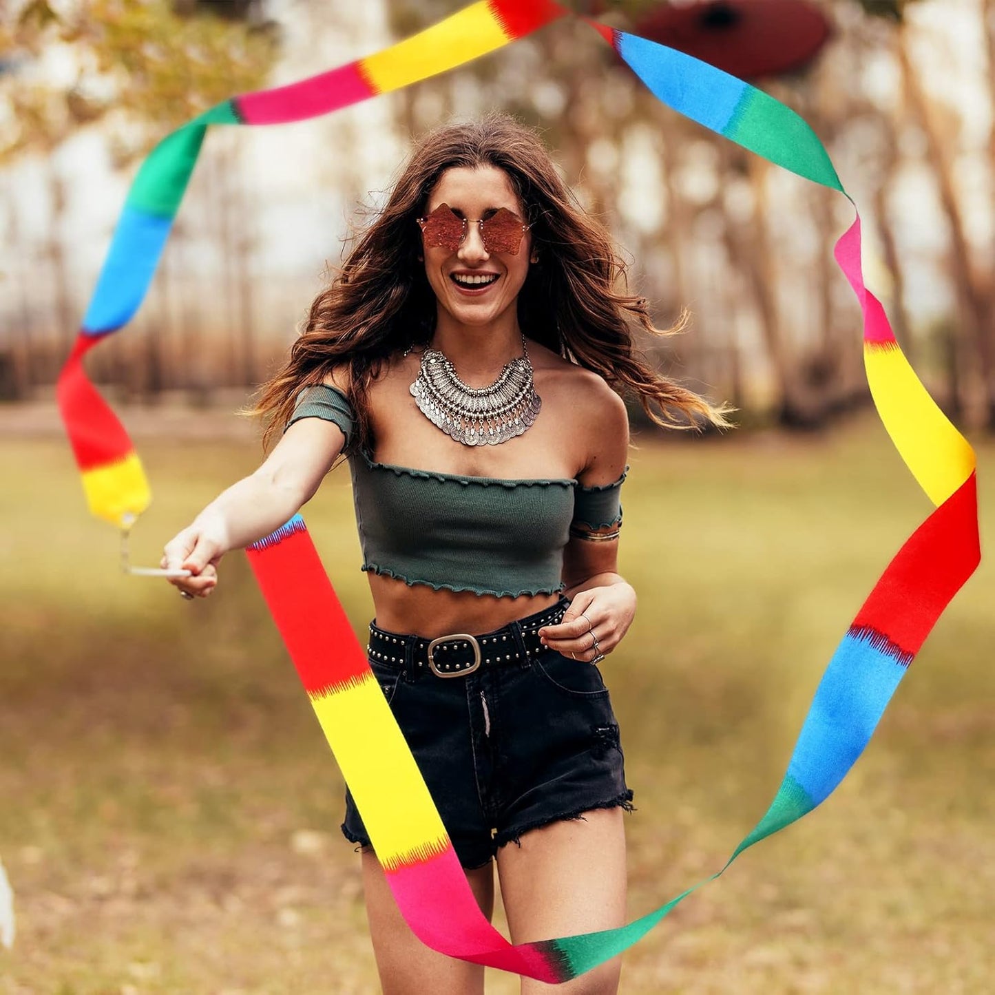 Sratte 30 Pieces Rainbow Dancing Ribbons 78.74 Inches Long Rhythmic Gymnastics Wands Colorful Dance Twirling Streamers for Rainbow Party Favors Party Birthday Gift Gymnastics Equipment