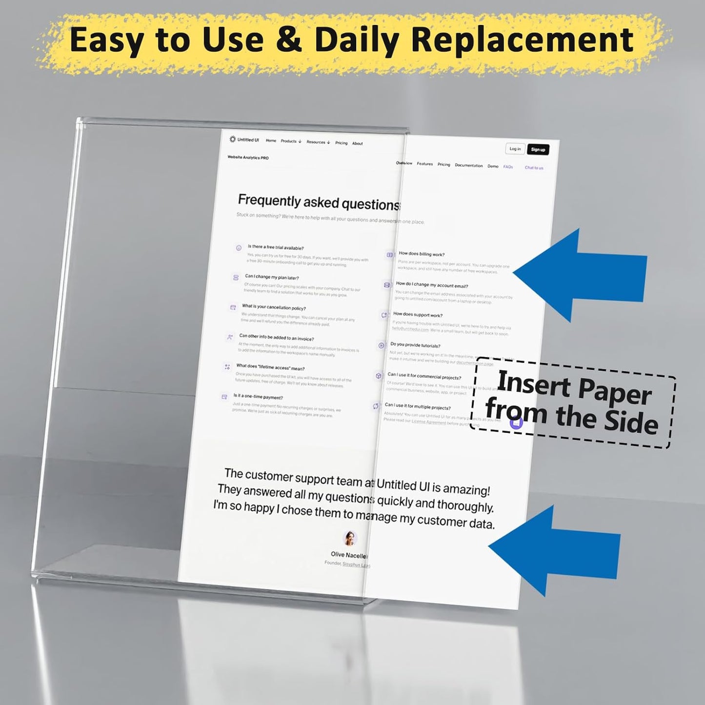 12 Pack Acrylic Sign Holder, Clear 8.5 x 11 Inch Slant Back Vertical Sign Holder, Tabletop Plastic Paper Picture Frame Flyer Document Holder Display Stand for Home, Office, Restaurants, and Stores