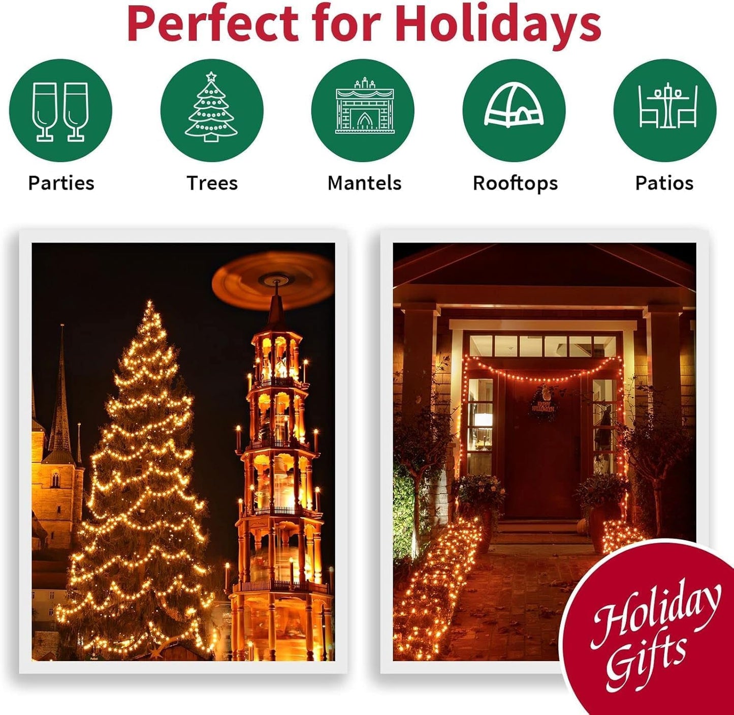 LAMPHOME 66ft Halloween Decorative Mini Lights, 200 LED Transparent Wire Fairy Starry String Lights Plug in, 11 Lighting Modes, for Halloween Decoration Outdoor Xmas Tree Party Decoration (Orange)