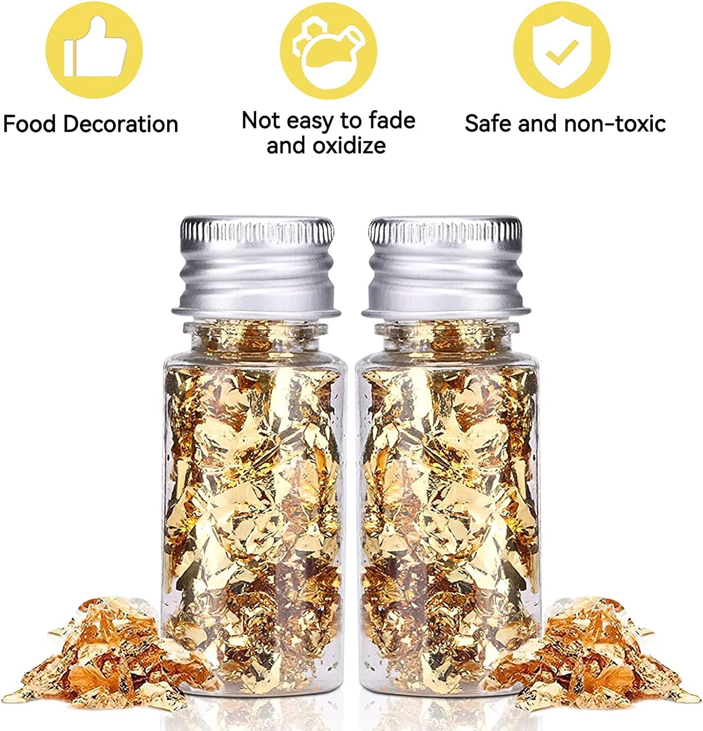 Edible Gold Leaf, Gold Leaf Cake Decoration Gold Flakes Food Gold Foil Decoration Baking Gold Foil Decor Chocolates Decor Gold Leaf Sheets for Cooking Dessert Decoration Crafts Makeup (4Pcs)