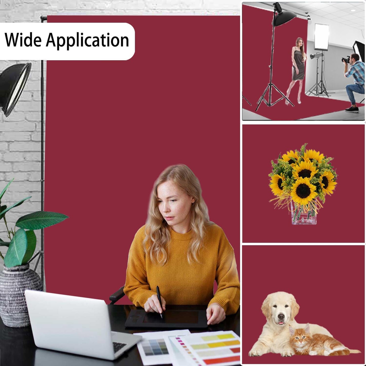 Wine Red Photography Backdrop for Photoshoot, Photo Backdrop Curtain, Perfect Wine Red Backdrops for Party Portrait Photoshoots Video Studio 10FTx10FT