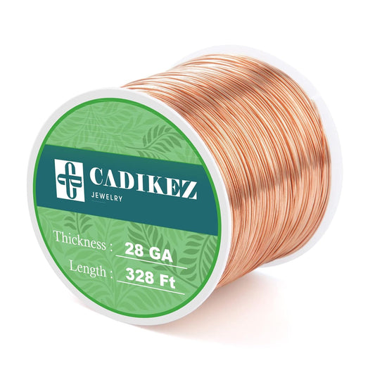 Cadikez 26 Gauge Rose Gold Plated Brass Jewelry Making Wire 100M/0.4mm Soft Metal Wire Bulk for Jewelry Making
