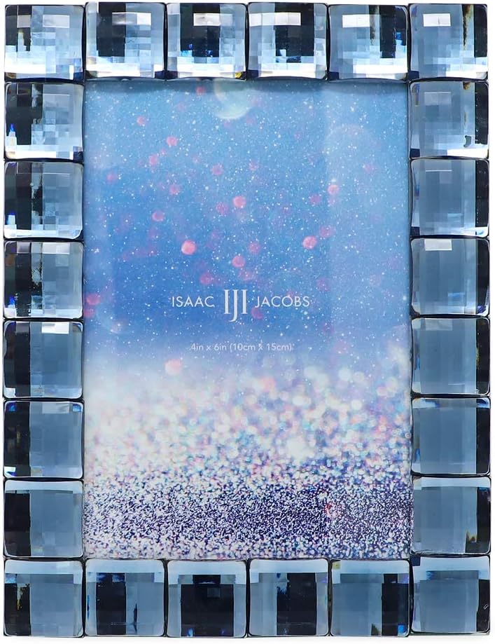 Isaac Jacobs Decorative Sparkling Navy Jewel Picture Frame, Photo Display & Home Décor (4x6, Navy)