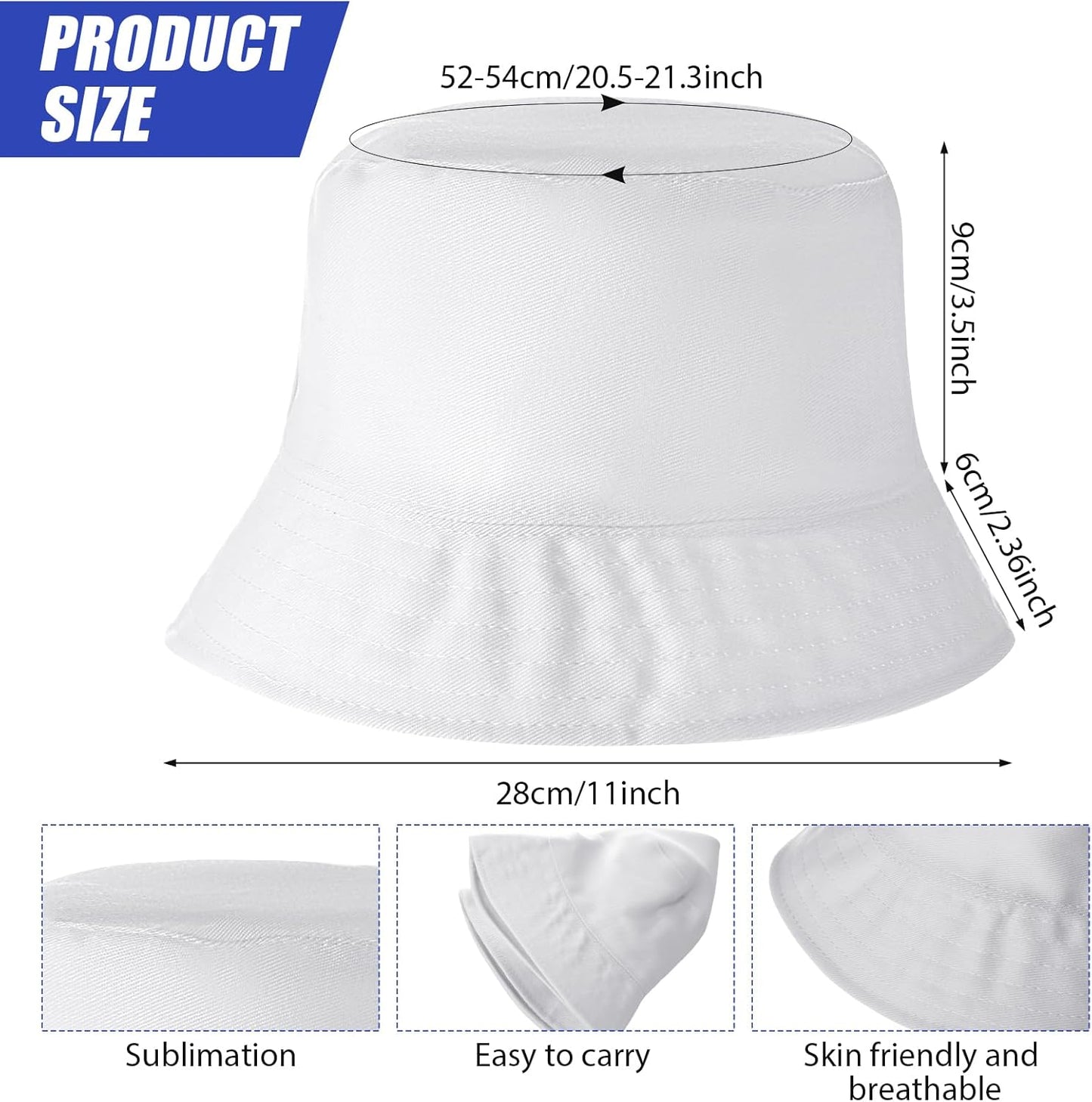 DIY Kid Bucket Hat White Creative Painting Blank Cap Bulk Cotton Polyester Sun Hat Sport Birthday Party Craft