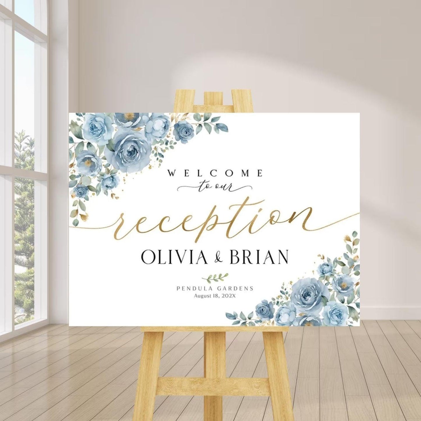 Welcome Wedding Signs, Modern Dusty Blue Wedding Sign Decorations Signage 12" X 18" (Small), 27" (Medium), 36" (Large), Plastic, Modern, Pole Mount, Weather