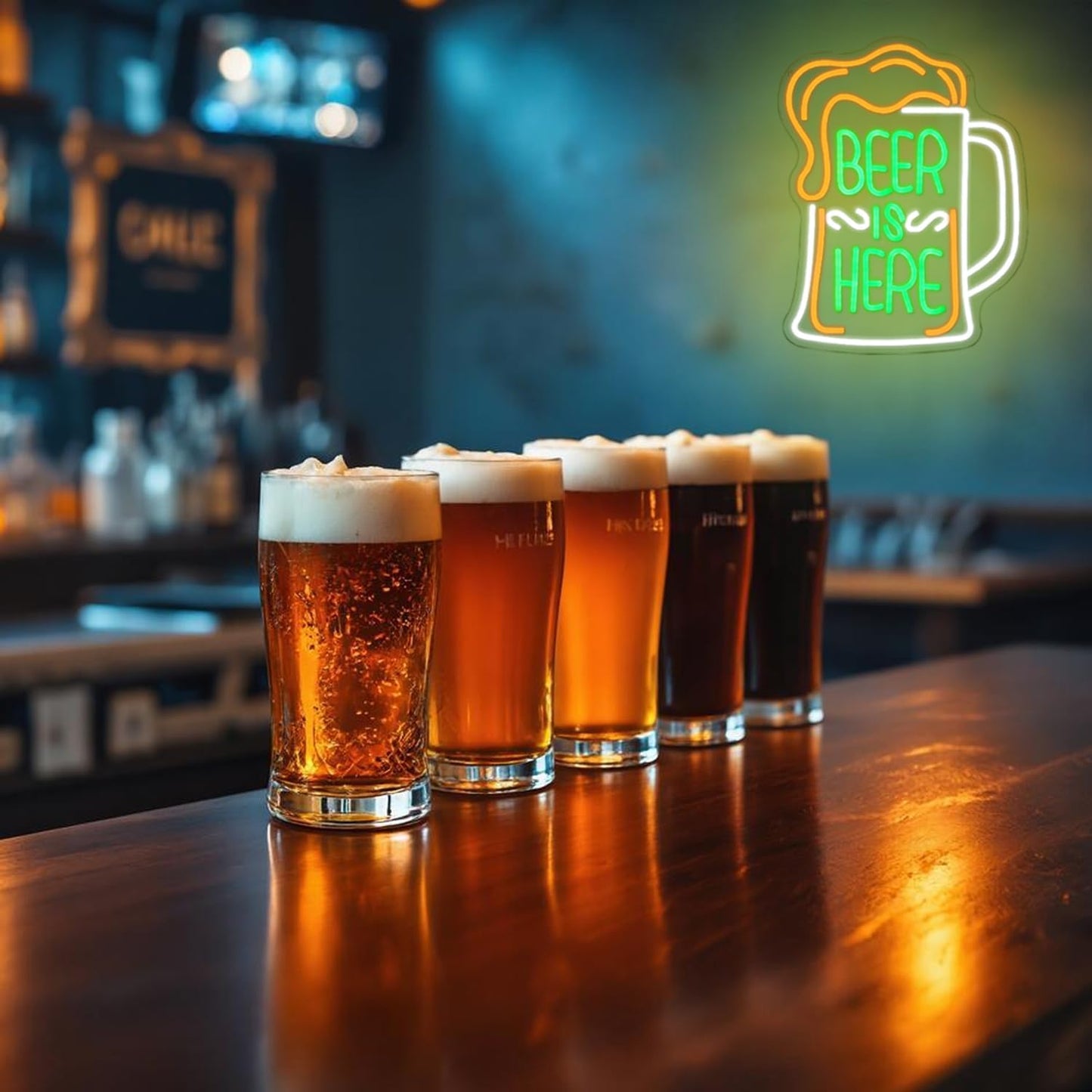 Beer Is Here Neon Sign for Wall Decor Bar Neon Light Beer Led Neon Signs Colorful Led Neon Lights for Bar Kitchen Shop Man Cave Decoration