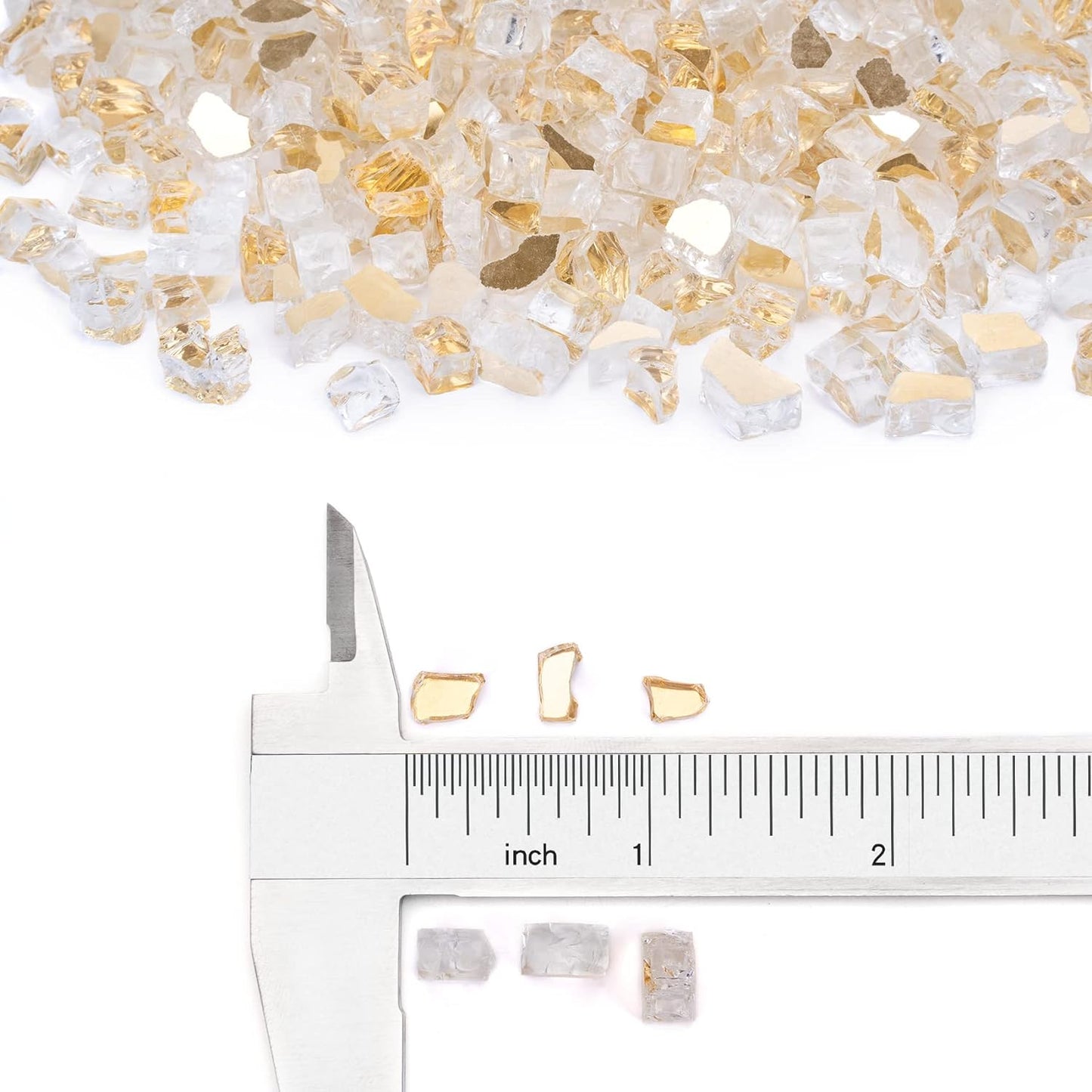 Stanbroil 10-Pound Fire Glass - 1/4 inch Reflective Tempered Fire Glass for Fireplace Fire Pit, Gold Reflective