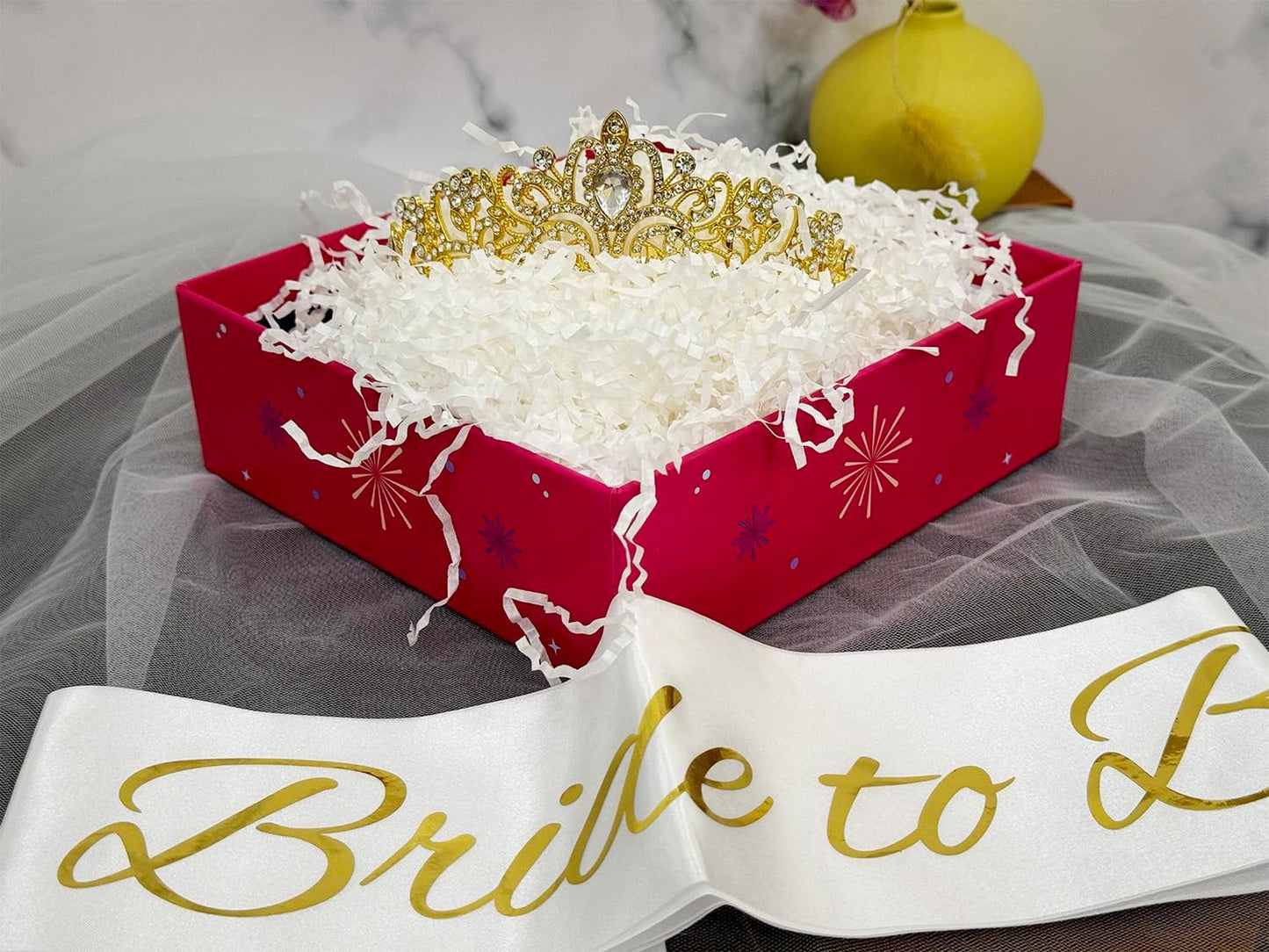 JETKONG 3 Pcs Bachelorette Party Decorations Bridal Shower Crown, Bride to Be Sash&Veil for Women Bachelorette Party Gifts, Bachelorette Party Supplies, Gifts, Favors (Gold)