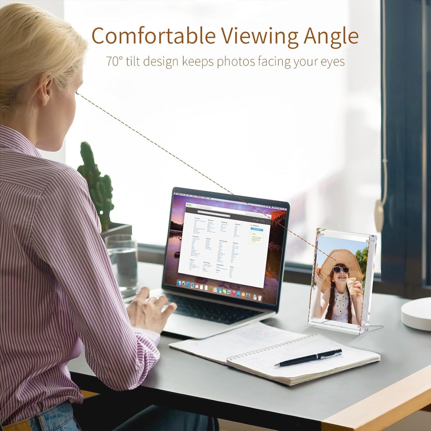 NIUBEE Picture Frames 5x7 Acrylic, Clear Photo Frame for Living Room, Diamond Edge Design, Magnetic Family Thick Desktop floating Frame, 3 Pack