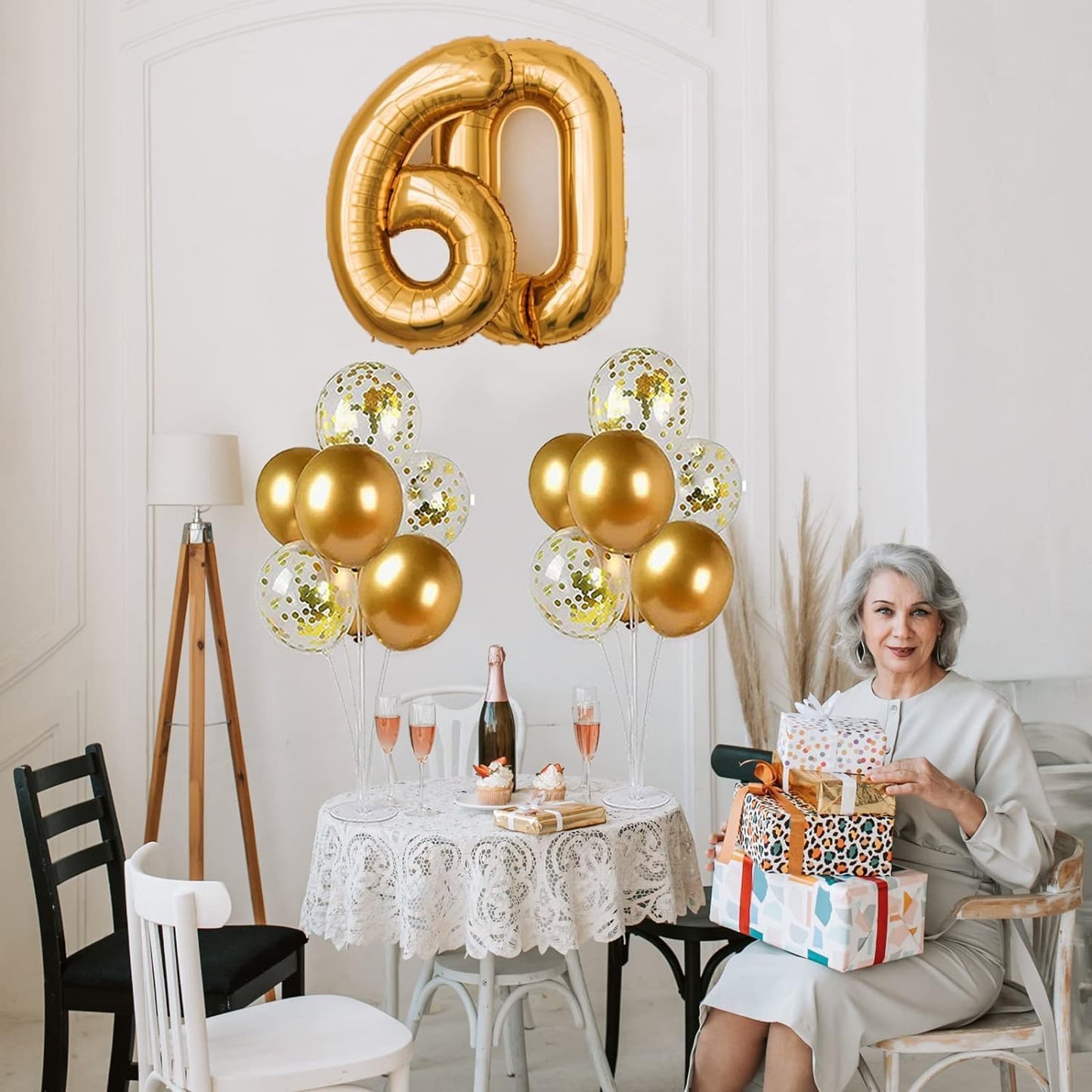 5 Set Balloon Stand Kit - Balloon Sticks With Base for Table Balloon Centerpiece Decorations for Birthday Graduation Gender Reveal Baby Shower Party Decorations