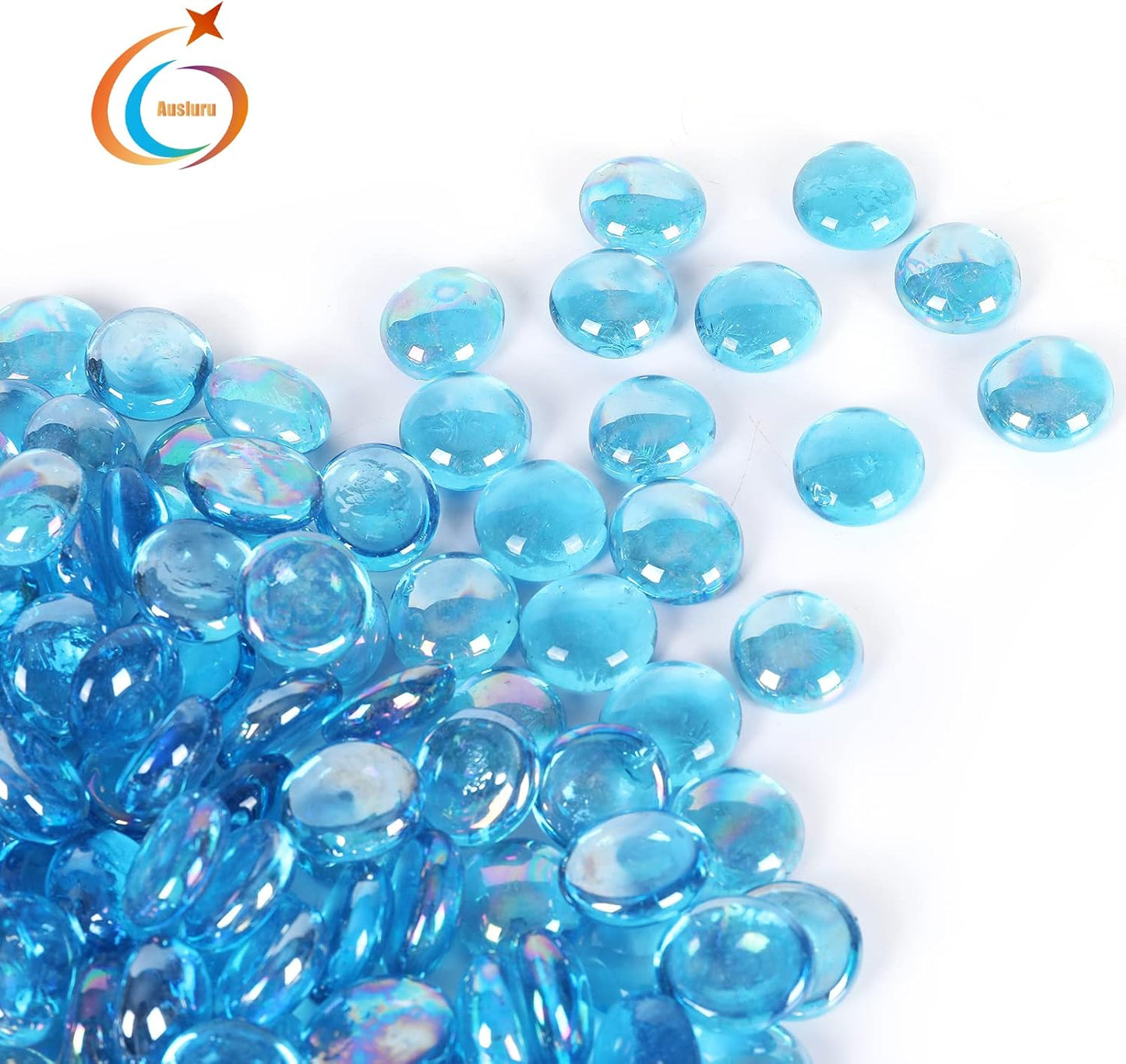 11LB Fire Glass Beads and Marbles for Outdoor Fire Pit and Fireplace, Glass Gemstones for Vase Filler, Aquariums, Hydroponics Plants, Home Decor and Christmas DIY Craft, Turquoise