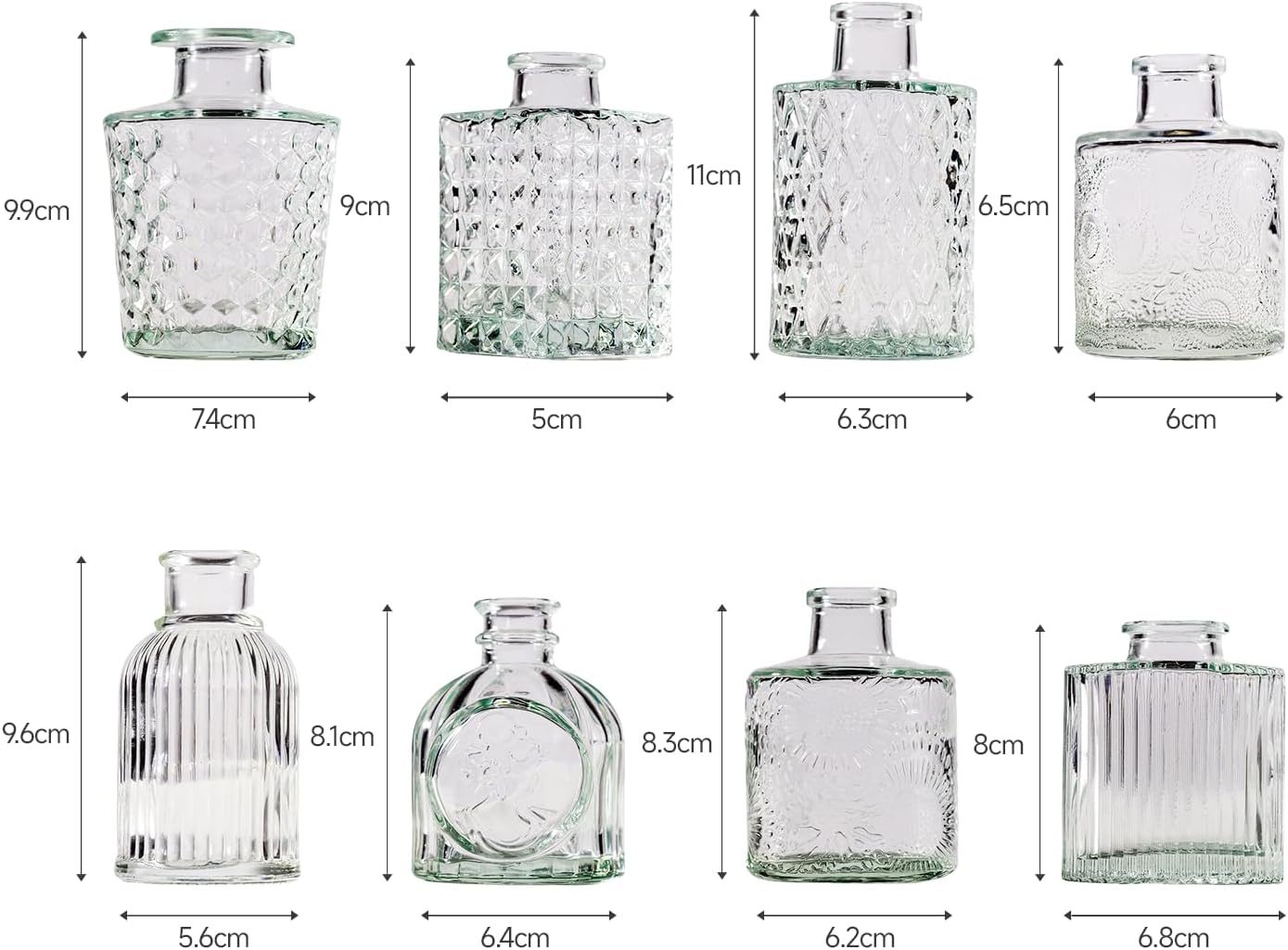 16 Pcs Flower Glass Bud Vases, Loose Transparent Flower Bud Vases, Mini Glass Vases, Small Vases, Family Wedding Table Decorations