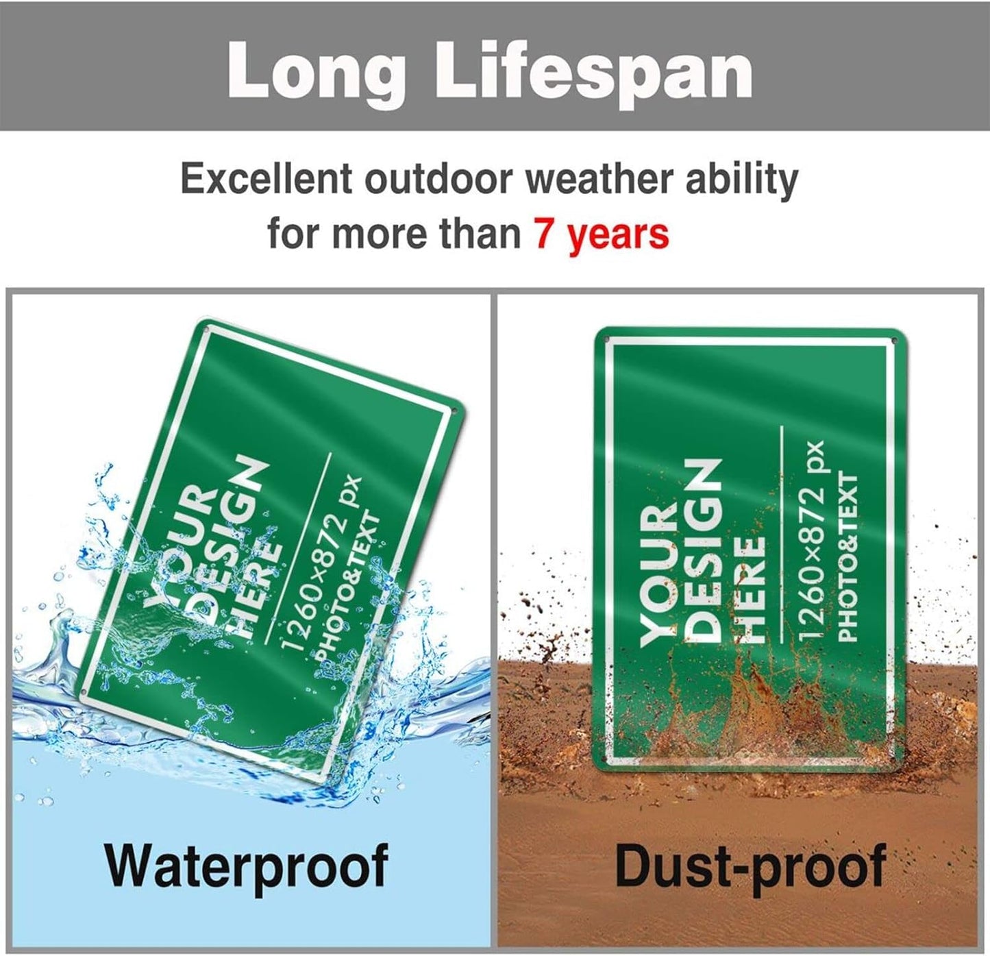 Custom Signs Outdoor Metal Sign - 12 x 8 Customized Personalized Aluminum for Office, Home, Business, Decor, Road Signs, Rust-Proof (White Text Box)