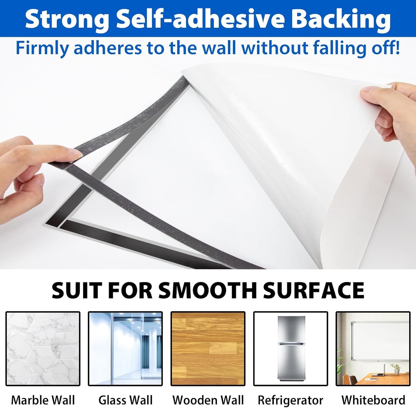 2Packs Magnetic Sign Holder 8.5 x 11 Self Adhesive Display Frames with Strong Magnetic Frame and Clear PVC for Office Store Home Door Window Refrige Magnetic Paper Holder, Silver