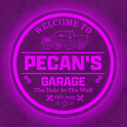Custom Pickup Truck LED Sign – Personalized Color Changing Acrylic Wall Decor for Garage, Shop, or Man Cave (Garage 2, 12 INCHES)