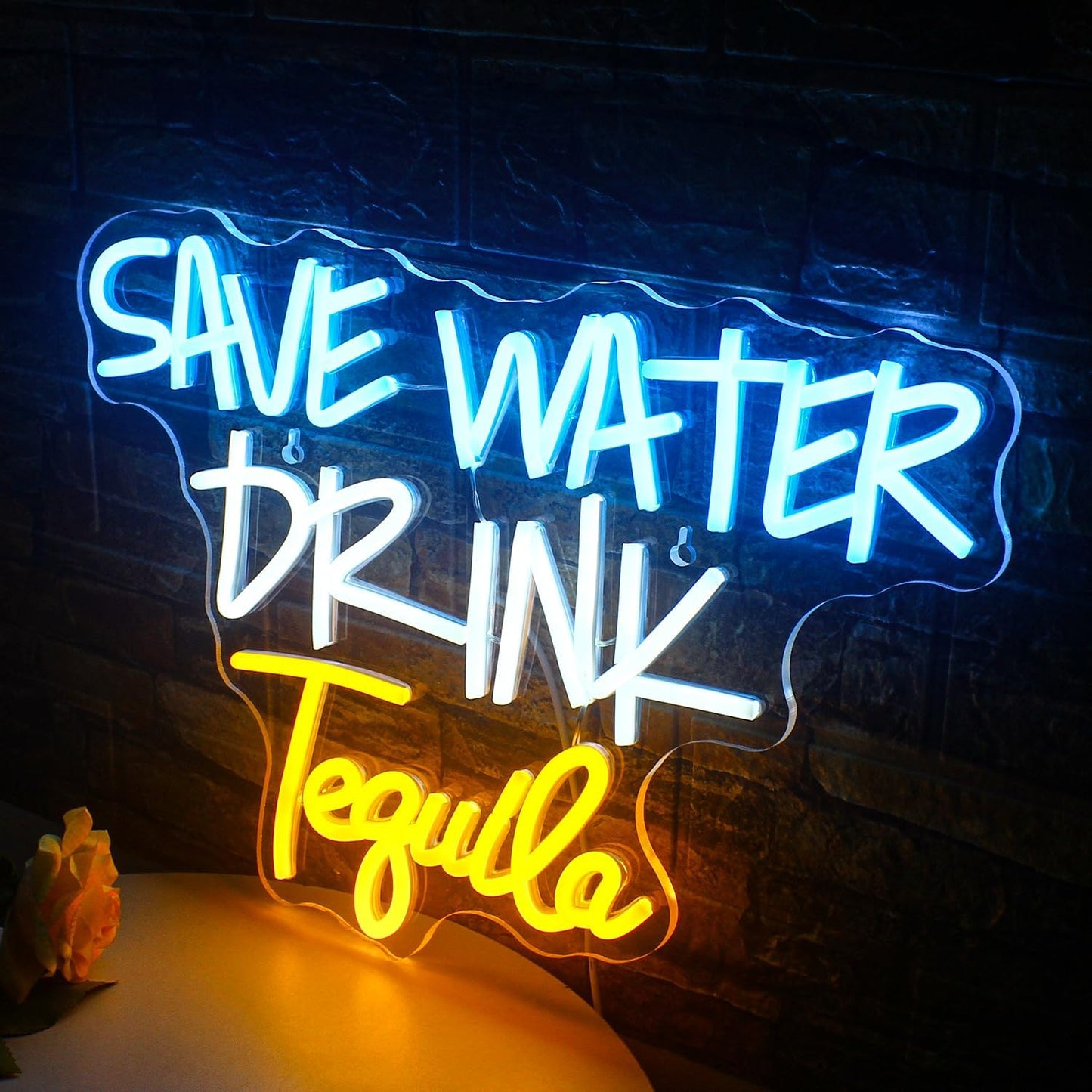 Save Water Drink Tequila Neon Sign Led Neon Lights for Wall Decor Usb Light Up Signs for Home Beer Bar Bedroom Restaurant Man Cave Cafe Bistro Club Party Decorations Gift