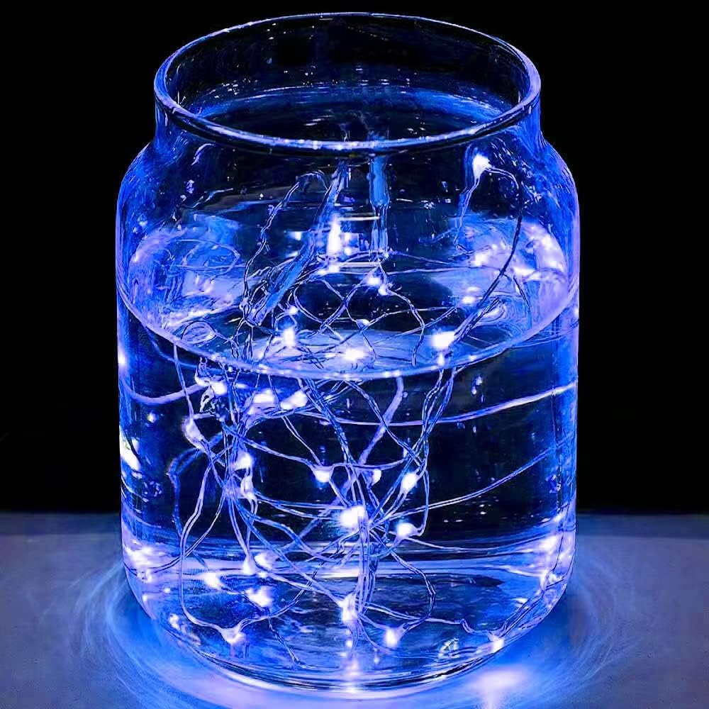 4-Pack 50 LED Christmas Fairy Lights Battery Operated with Timer, 16FT Waterproof Starry String Lights Outdoor Indoor Cuttable Fairy Lights for Bedroom Home Wedding Party Christmas Decoration (Blue)