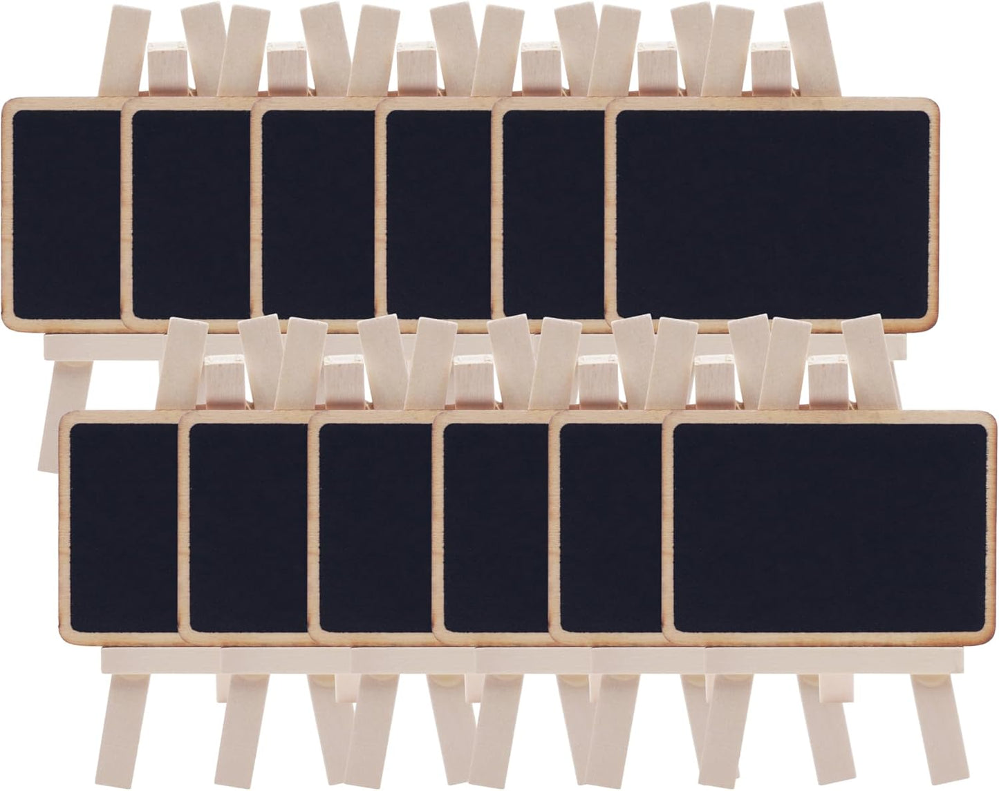 12 Count Mini Chalkboard Signs Wood Framed Table Stands – Size: 4.7" x 3.1" Wooden Blackboard, Perfect for Special Occasions and Events Decoration