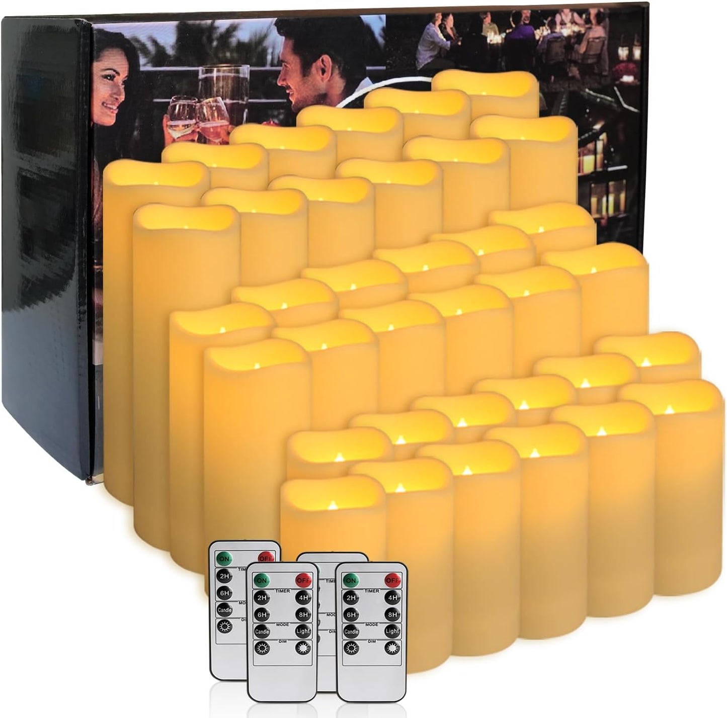 36-Pack LED Flameless Candles with Remote Control - Perfect for Home, Parties, and Special Occasions - Create a Magical Ambiance Effortlessly(Three Sizes)