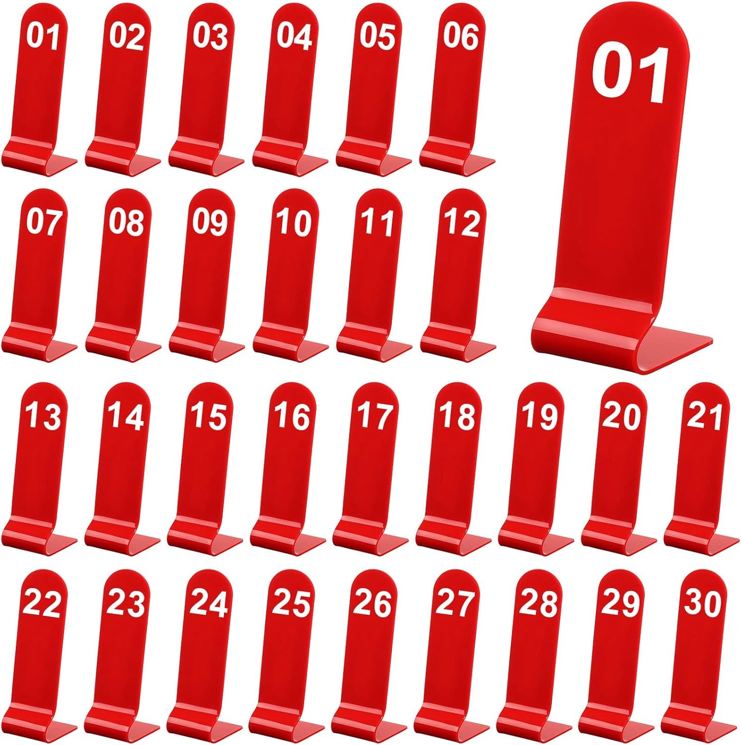 Tuanse 1-30 Table Order Numbers Restaurant Double Sided Acrylic Reception Number Stands Signs for Wedding Restaurant Seating Cafes Party Banquet(Red)